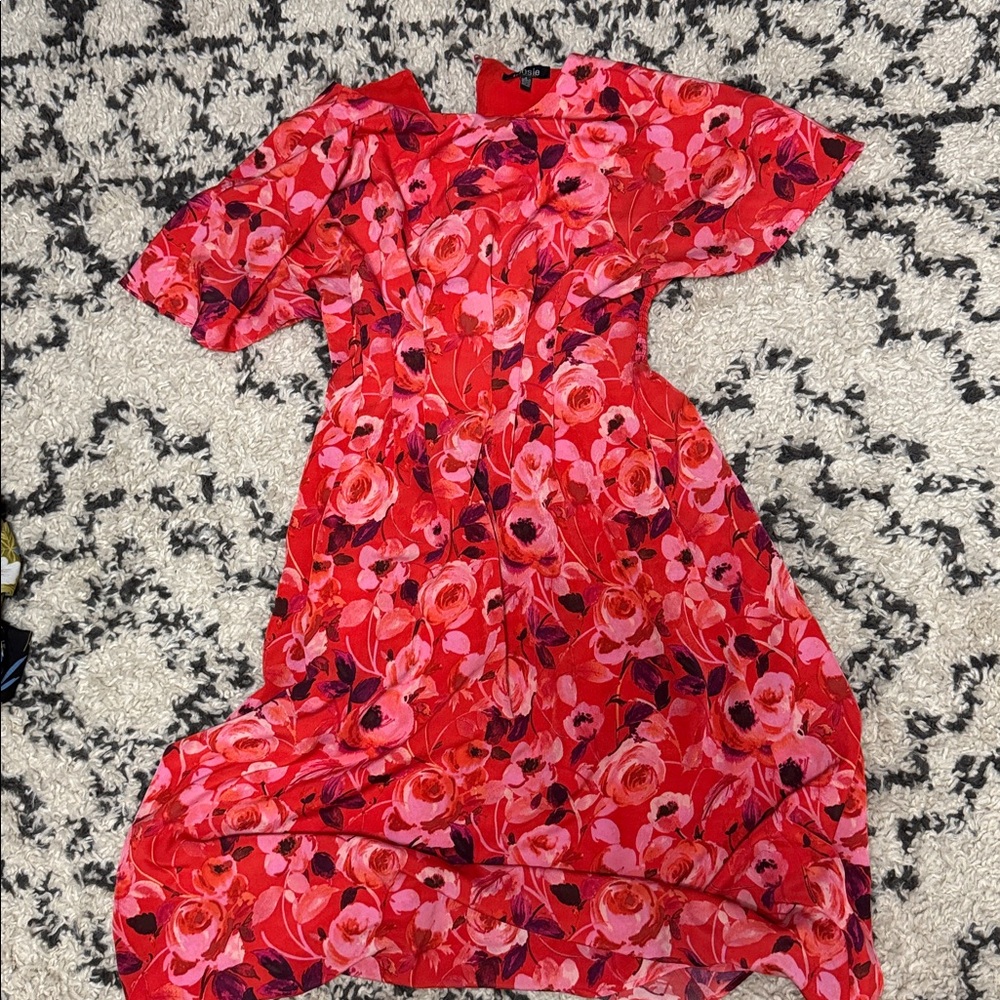Kensie Red and Pink Floral Dress